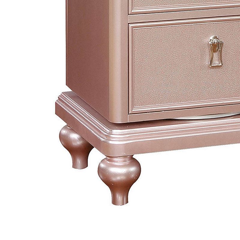 Wooden Frame 5 Drawer Swivel Chest with Mirror Trim， Rose Gold