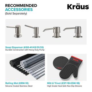 KRAUS Loften Stainless Steel 33in. Single Bowl Drop-in  Undermount Kitchen Sink with Stainless Steel Pull Down Faucet KCA-1102