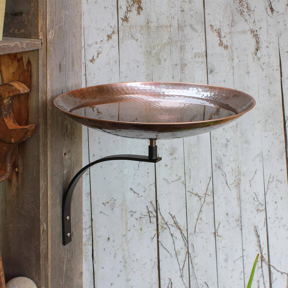 Achla Designs 14 in. W Antique Burnt Copper Birdbath with Wall Mount Bracket BCB-01-WM