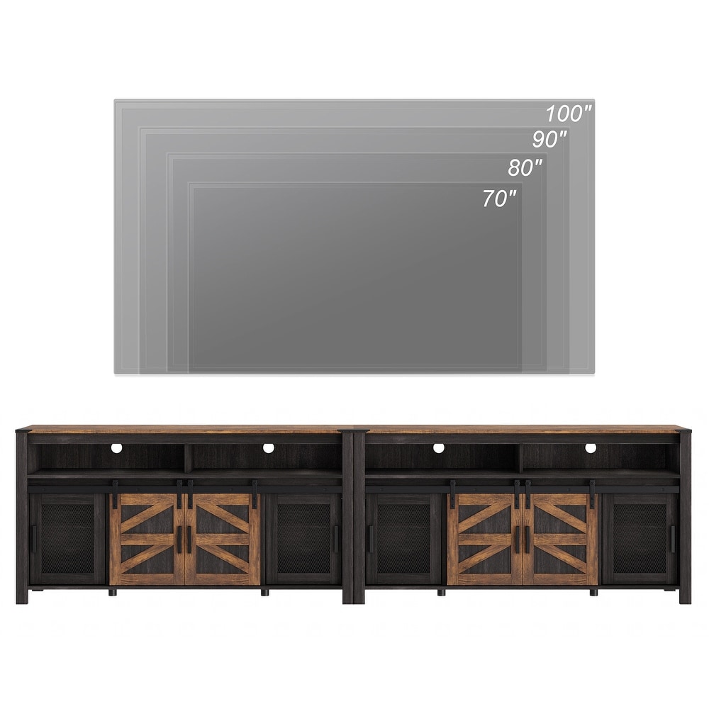 Farmhouse Tall Entertainment Center with Sliding Barn Doors