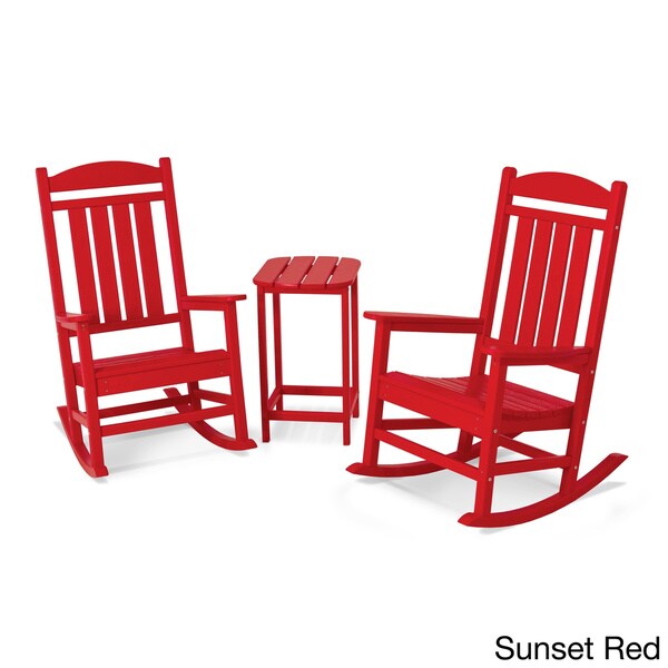 POLYWOOD Presidential 3piece Outdoor Rocking Chair Set with Table