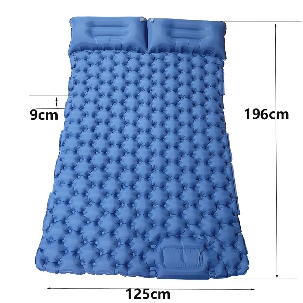 Inflatable Double Sleeping Pad With Pillow 2 Person Camping Mat Air Mattress Ultralight For Tent Outdoor