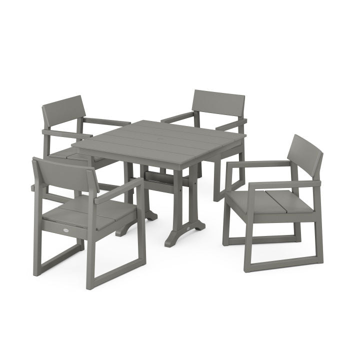 Polywood EDGE 5-Piece Farmhouse Dining Set With Trestle Legs PWS947-1