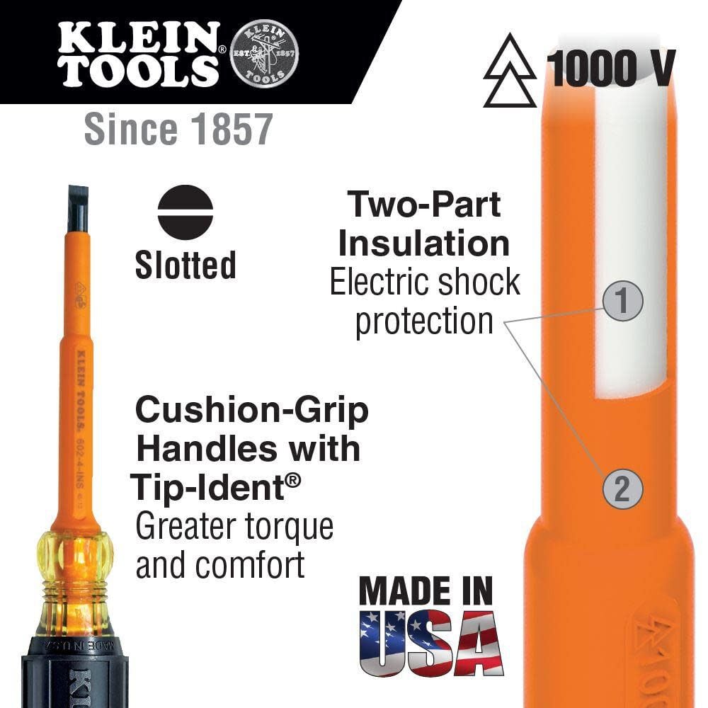 Klein Tools 4In Insulated Cabinet-Tip Scrwdrver 6014INS from Klein Tools