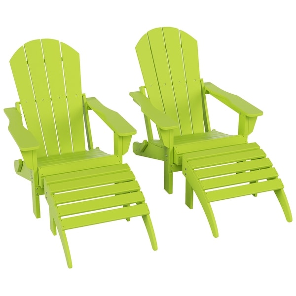 Polytrends Laguna Hdpe All Weather Outdoor Patio Foldable Adirondack Chairs With Ottomans (5Piece Set)