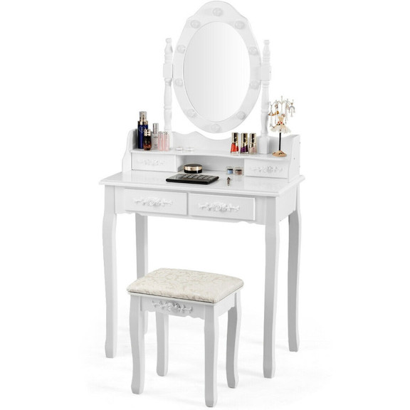 Costway 20781436 Makeup Vanity Dressing Table Set ...