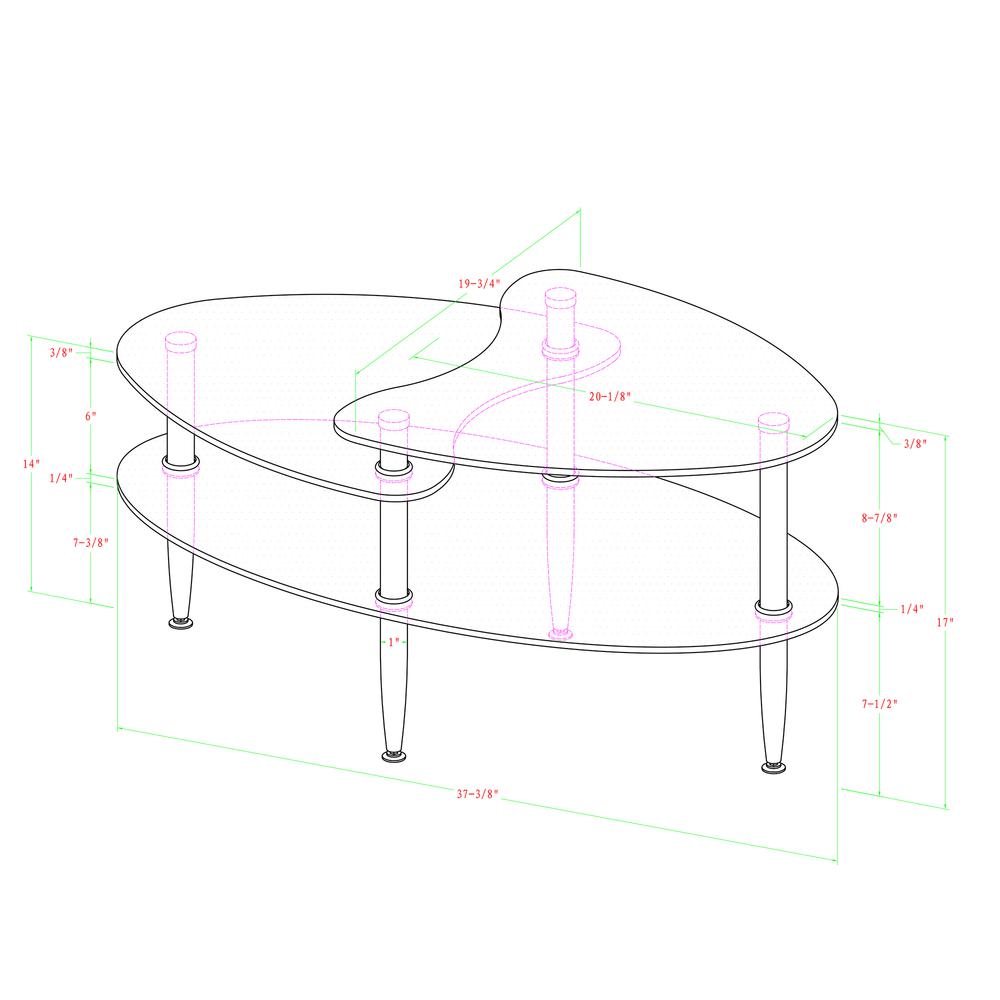 Walker Edison Mid-Century Modern 2-Tier Glass Coffee Table