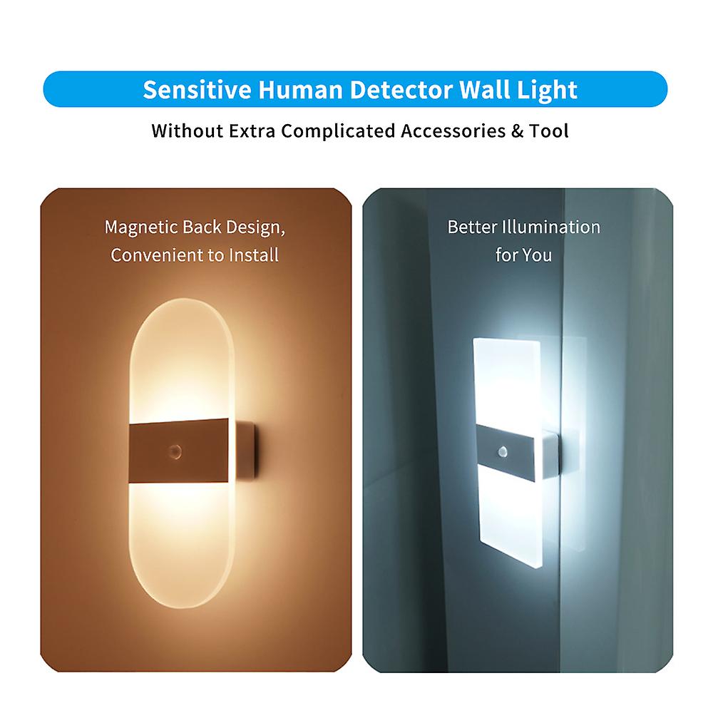 Sensitive Pir Motion S-ensor Human Detector Wall Light Cabinet Lamp With 2 Modes/ Usb Powered Operated/ Built-in 2000mah High Capacity Rechargeable Ce