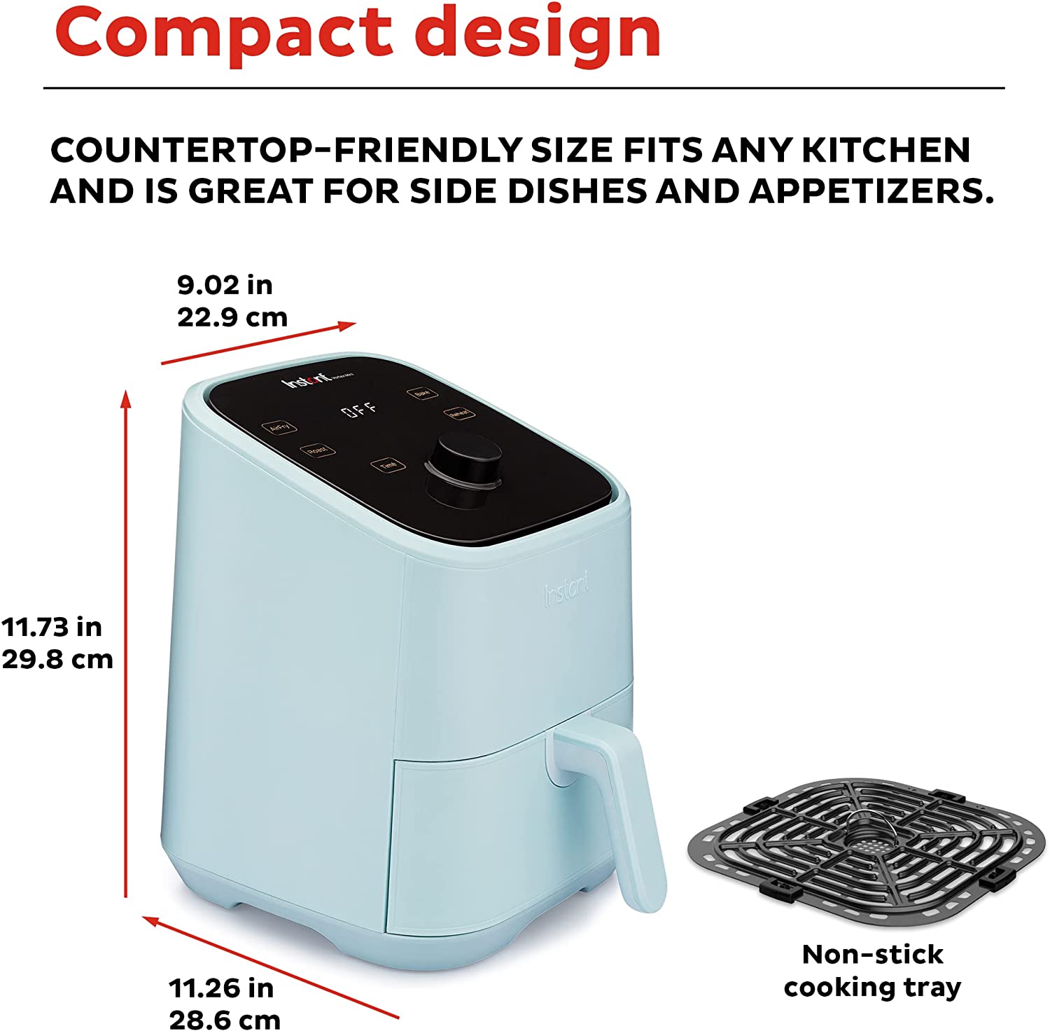 Instant Vortex 4-in-1， 2-QT Mini Air Fryer Oven Combo， From the Makers of Instant Pot， Aqua