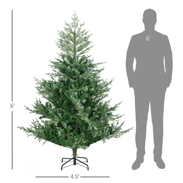 HOMCOM 6ft Artificial Christmas Tree Holiday Décor with 795 Branches，Auto Open，Steel Base，Wide Shape，EasytoShape Branches