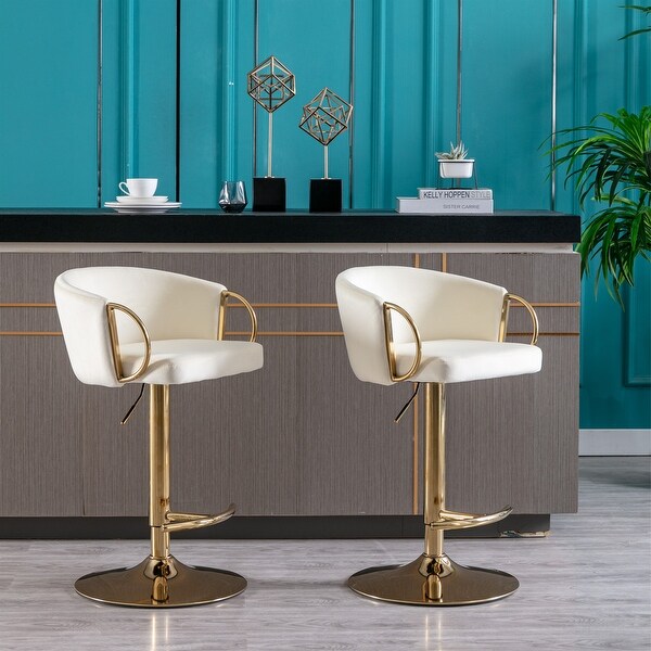 Bar Stools Swivel Height Adjustable Velvet Bar Stool (Set of 2) - 20.47