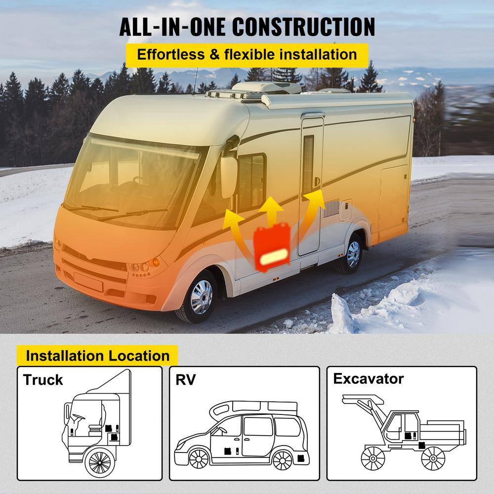 VEVOR 27297 BTU Black Diesel Heater 12-Volt Diesel Air Heater Fast Heating Diesel Parking Heater for Trailer ZCJRQ8KWDFKHSDMN1V0