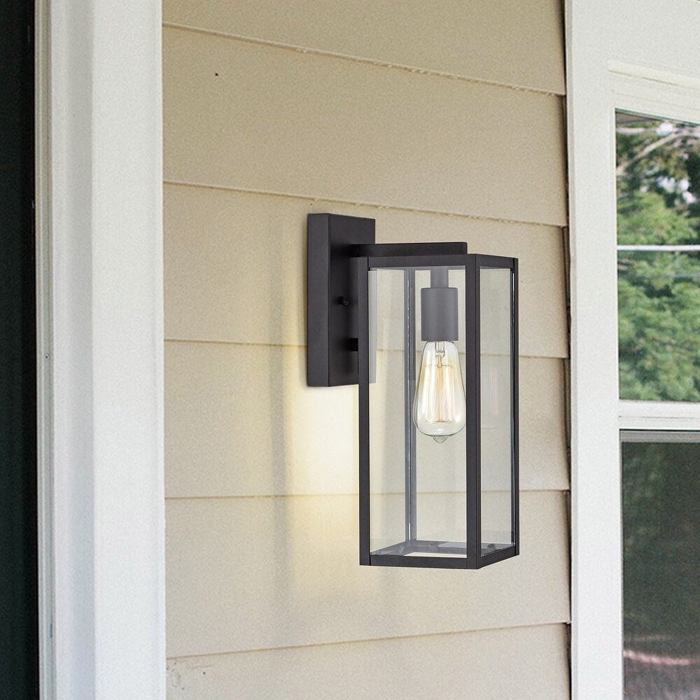 Rectangular Porch Light with One Light Lantern Matte Black Finish   7.25*5*13.75