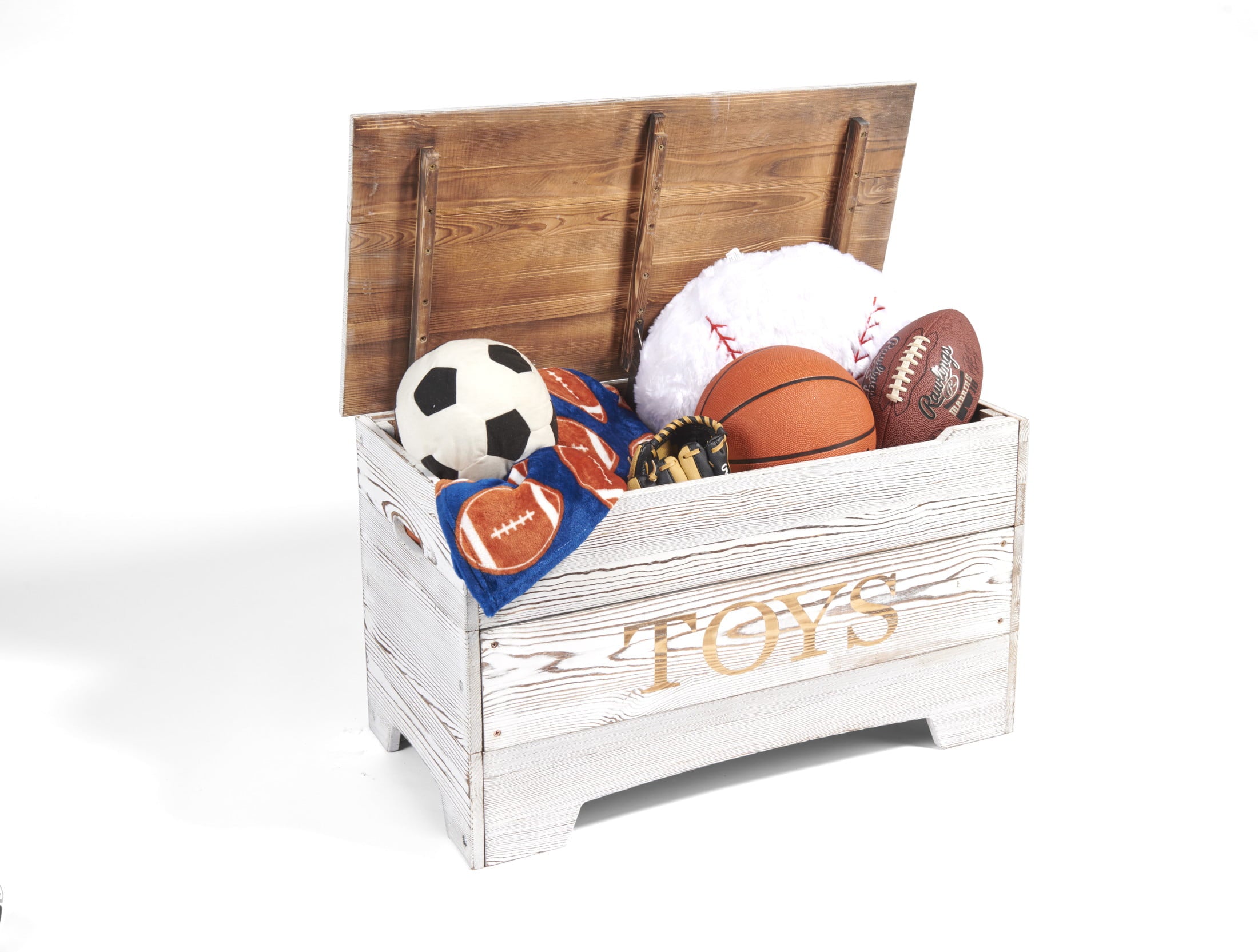 Badger Basket 24.6 Gallon Wood Toy Chests, Distressed White