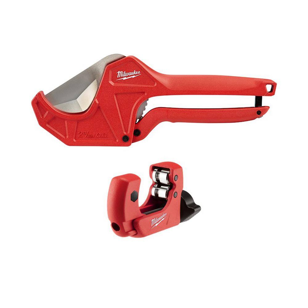 MW 2-38 in. Ratcheting PVC Pipe Cutter with 1 in. Mini Copper Tubing Cutter (2-PC) 48-22-4215-48-22-4251