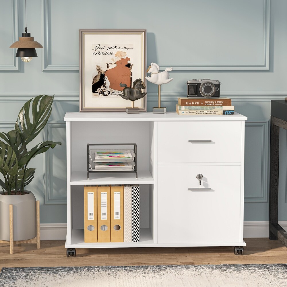 Mobile File Cabinet with Drawer and Lock  Letter Size