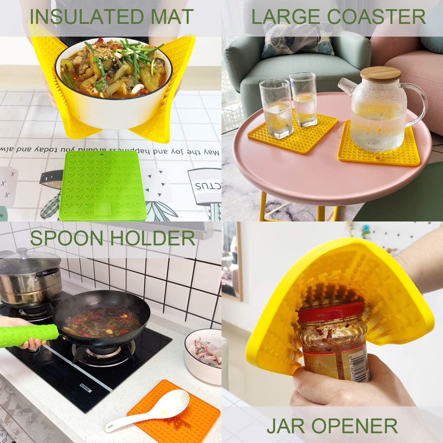 Premium Silicone Pot Holders for Kitchen - Easy to Clean Trivets for Hot Pots and Pans - This Kitchen Tool Works Well as Silicone Trivet， Hot Pads for Oven， Potholders