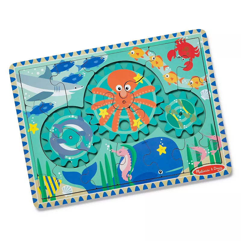 Melissa and Doug Wooden Underwater Jigsaw Spinning Gear Puzzle