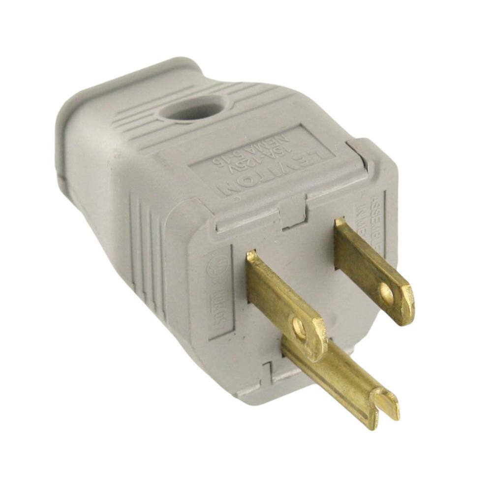 Leviton 15 Amp 125-Volt 3-Wire Grounding Plug Gray 3W101-GY