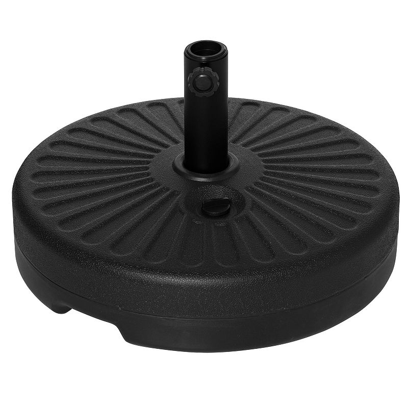 Outsunny Fillable Patio Umbrella Base Stand， Round Plastic Umbrella Holder for Outdoor， Patio， Garden，Deck and Beach， Fit Dia 38mm Pole， Black