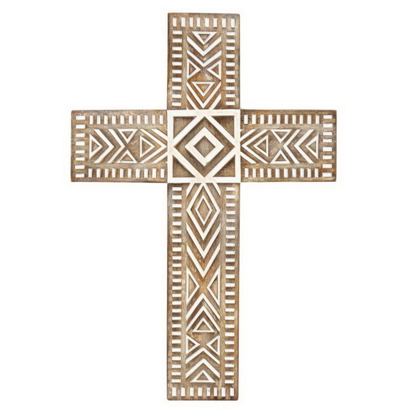 Dicksons WCR 190 Wall Cross Brown White Wash Resin...