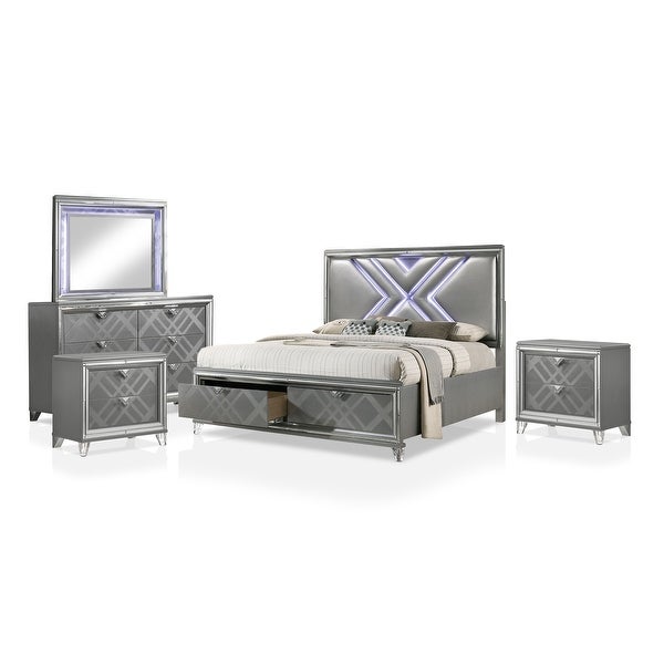 Furniture of America Bel Air Contemporary Silver 5-piece Bedroom Set - - 32580160