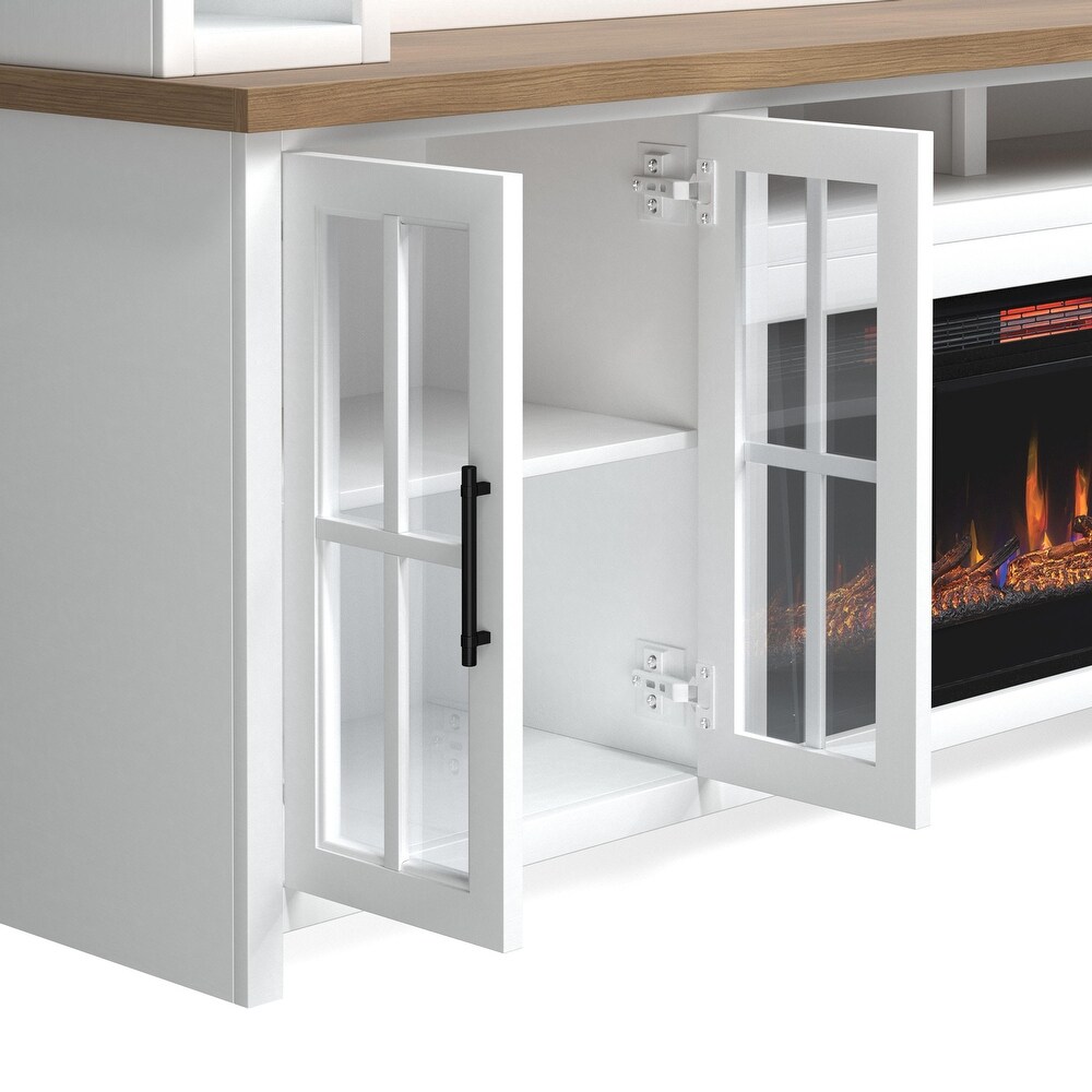 Bridgevine Home 99 inch Fireplace Entertainment Center for TVs up to 80 inches  No Assembly Required  Two Tone Finish