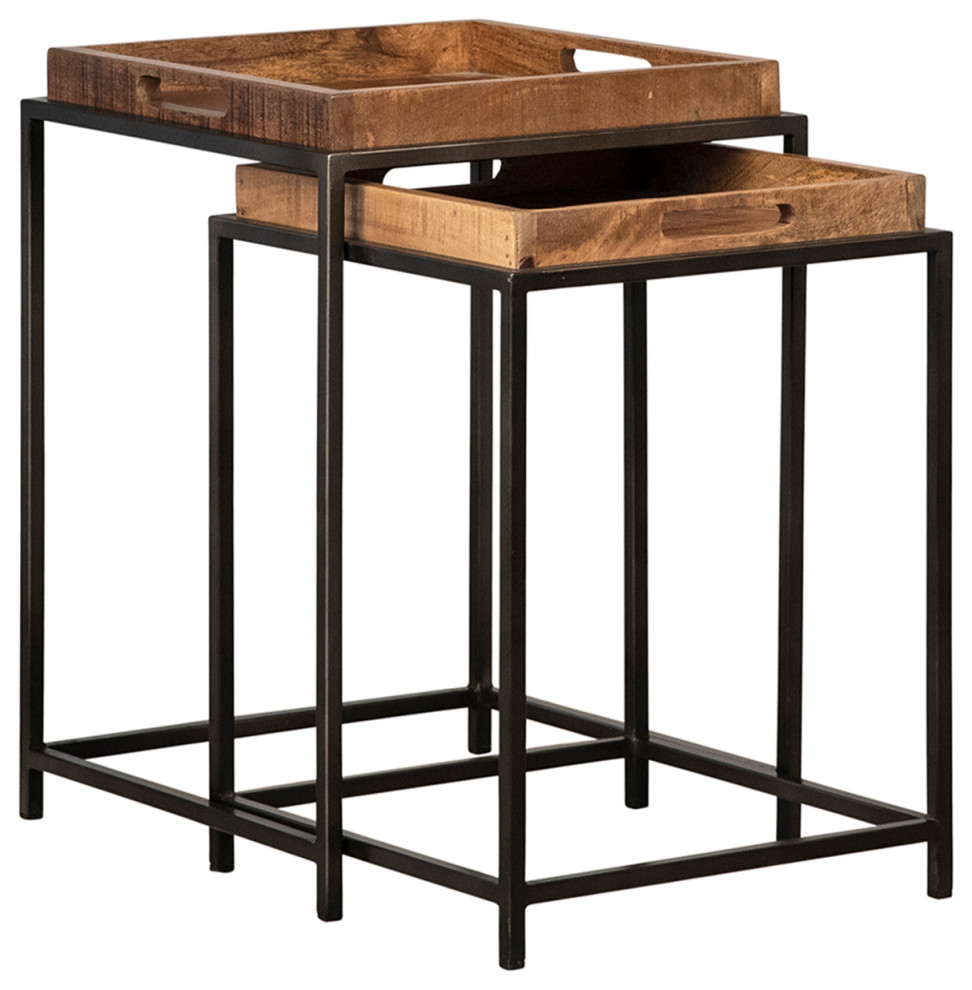 Salvaged Wood Tray Nesting Tables   Industrial   Coffee Table Sets   by Design Mix Furniture  Houzz