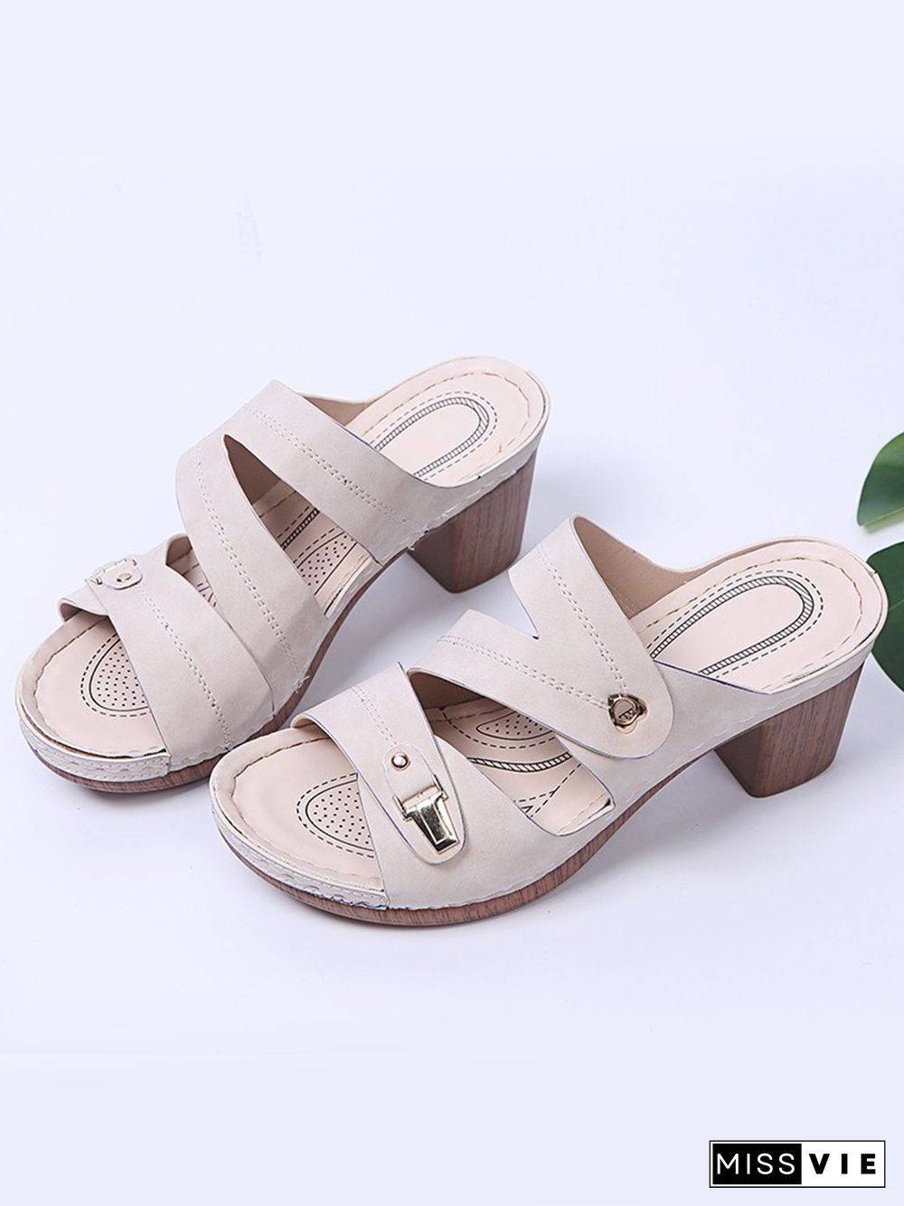 Comfortable Lightweight Clog Block Heel Sandals