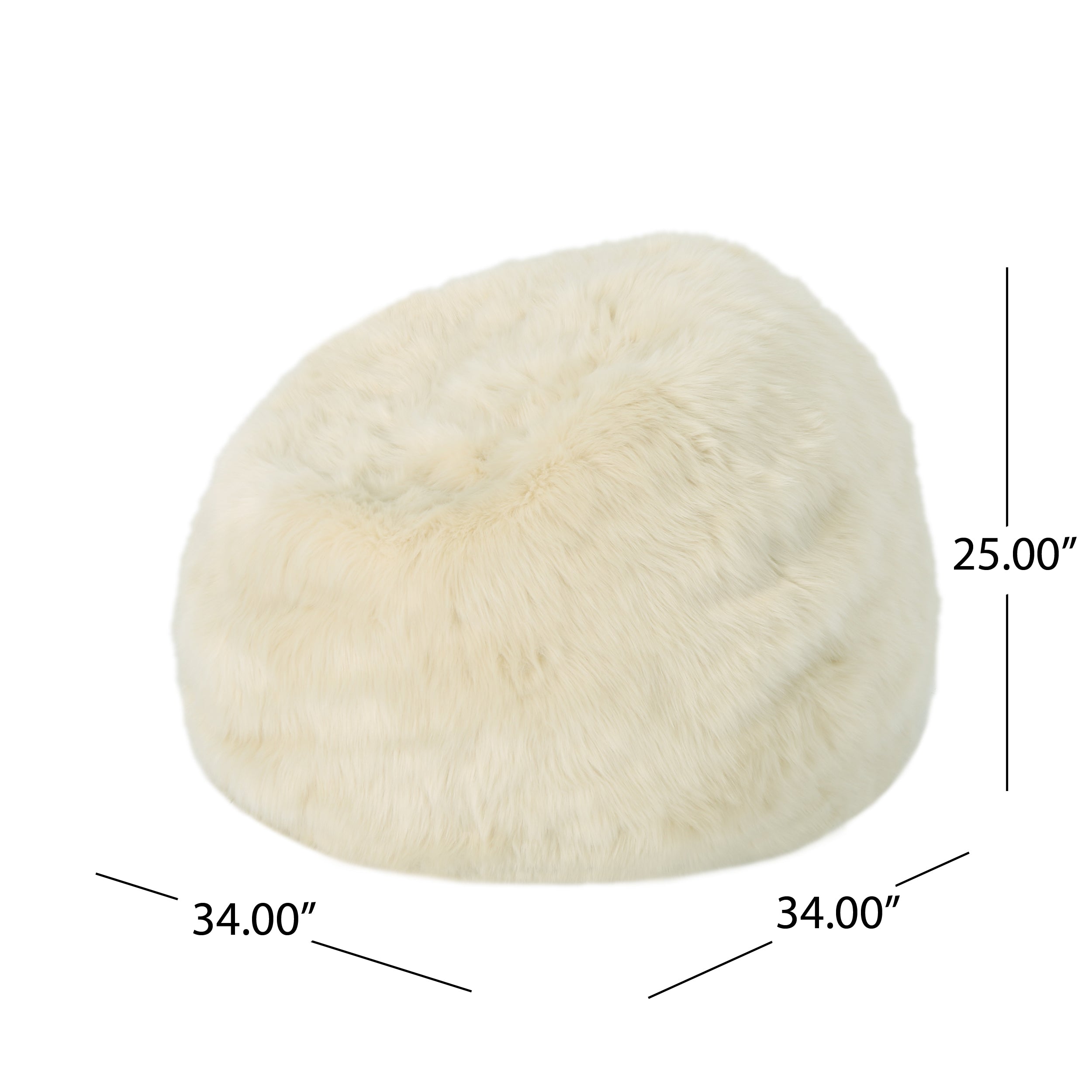 Amori Modern 3 Foot Faux Fur Bean Bag (Cover Only)