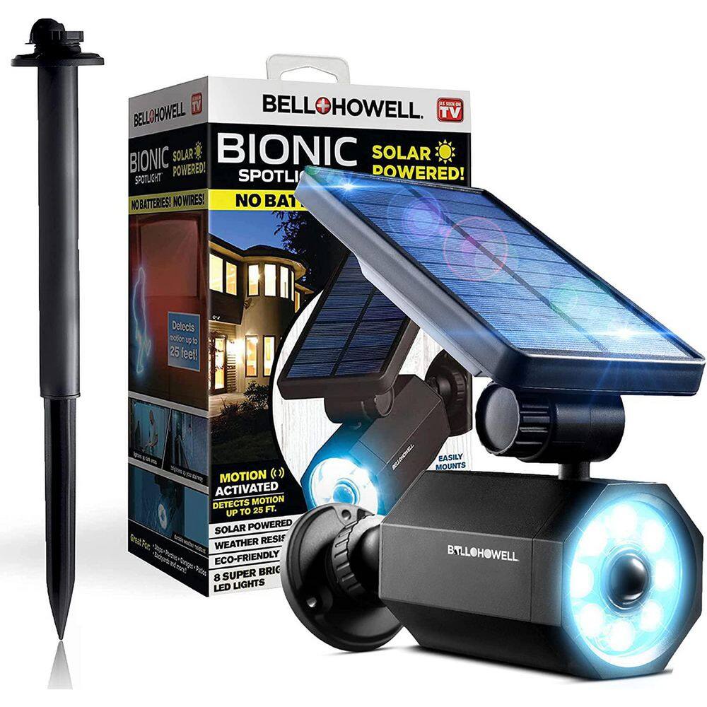 Bell + Howell 4-Watt Solar Powered Motion Activated Integrated LED Black Outdoor Bionic Spotlight Night Light 2963