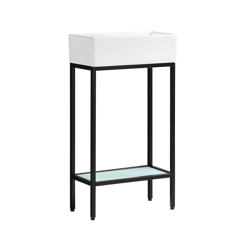 Swiss Madison Pierre 18.87 in. W x 9.4 in. D x 34.4 in. H Bathroom Vanity Side Cabinet in Matte Black with White Ceramic Top SM-BV70MB