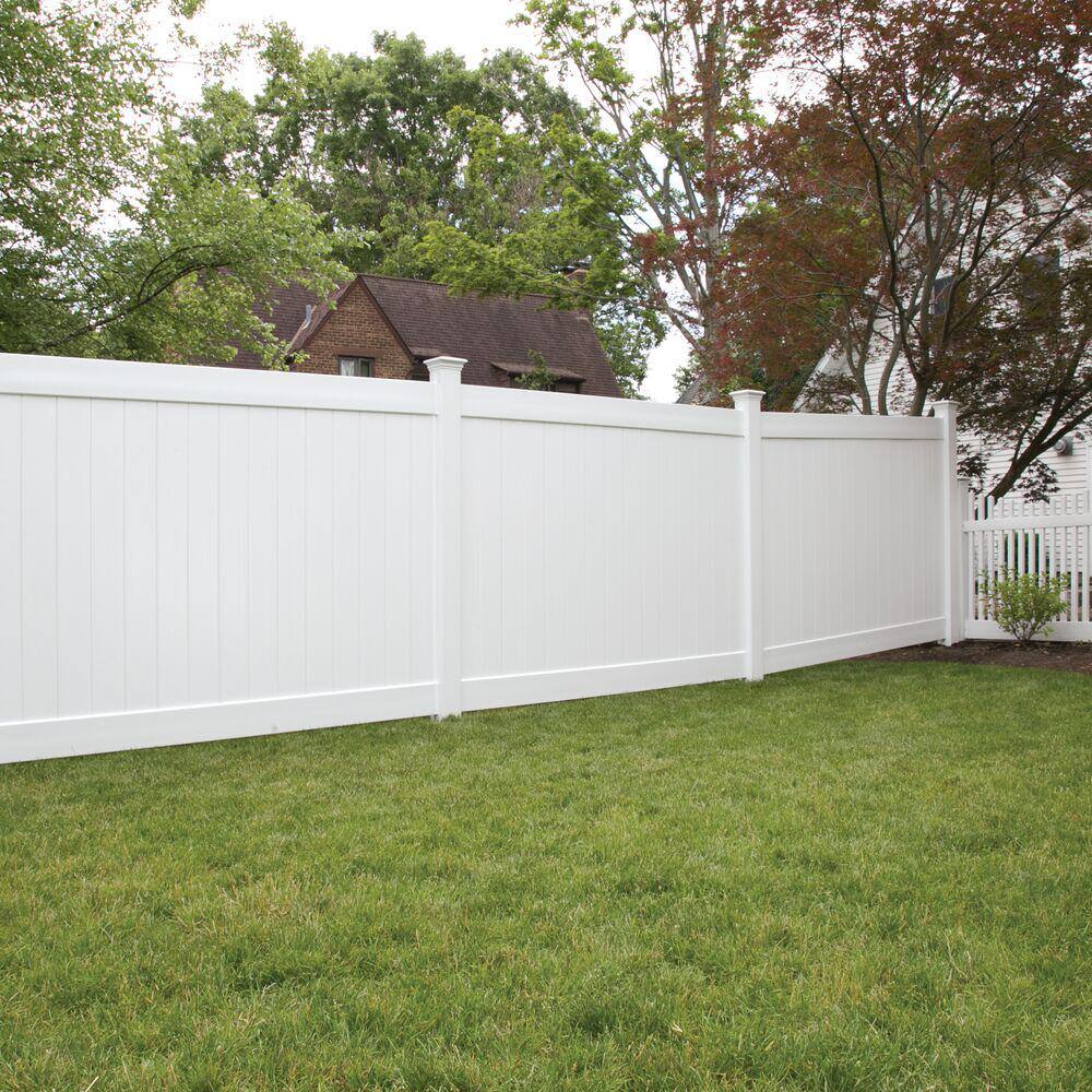 Veranda Linden 6 ft. H x 8 ft. W White Vinyl Privacy Fence Panel Kit 73014713