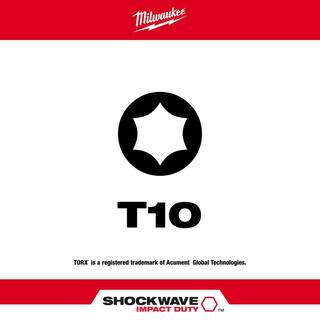 MW SHOCKWAVE Impact Duty 2 in. T10 Torx Alloy Steel Screw Driver Bit (2-Pack) 48-32-4982