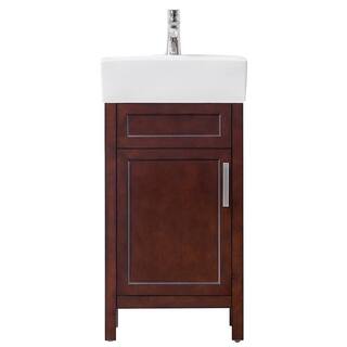 Home Decorators Collection Arvesen 18 in. W x 12 in. D Vanity in Tobacco with Ceramic Vanity Top in White with White Sink Arvesen 18T