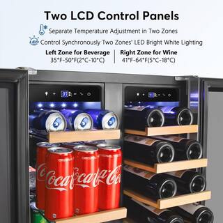 Tylza 24 in. 20-Bottle Wine and 60-Can Beverage Cooler Built-InFreestanding Dual Zone with Childproof Lock and 2-Keys TYBC120-3