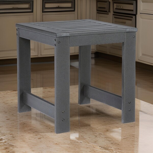 Wigo 22 Inch Outdoor Side End Table，Slatted Top，Modern Charcoal Gray