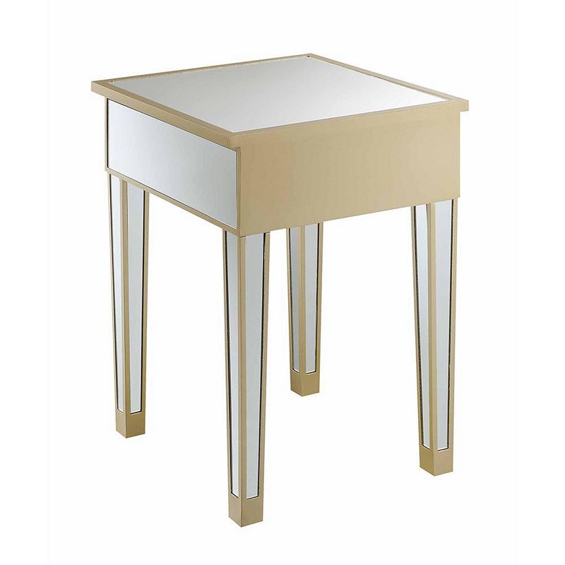 Convenience Concepts Gold Coast Mirrored End Table with Drawer