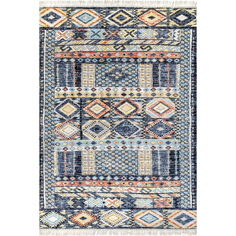 Brooklyn Rug Co Faded Bohemian Fringed Indoor/Outdoor Area Rug