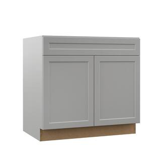 Hampton Bay Designer Series Melvern Assembled 36x34.5x23.75 in. Base Kitchen Cabinet in Heron Gray B36-MLGR