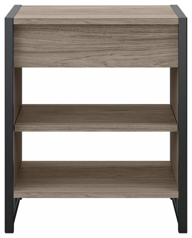 Atria Small End Table with Drawer and Shelves in Charcoal Gray   Engineered Wood   Side Tables And End Tables   by Homesquare  Houzz