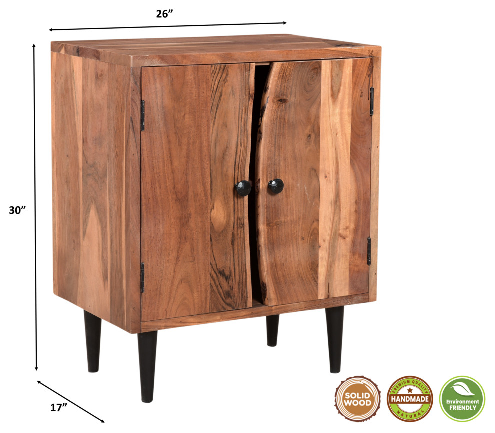 Stafford Live Edge Accent Cabinet  Light Walnut   Midcentury   Accent Chests And Cabinets   by Taran Design  Houzz