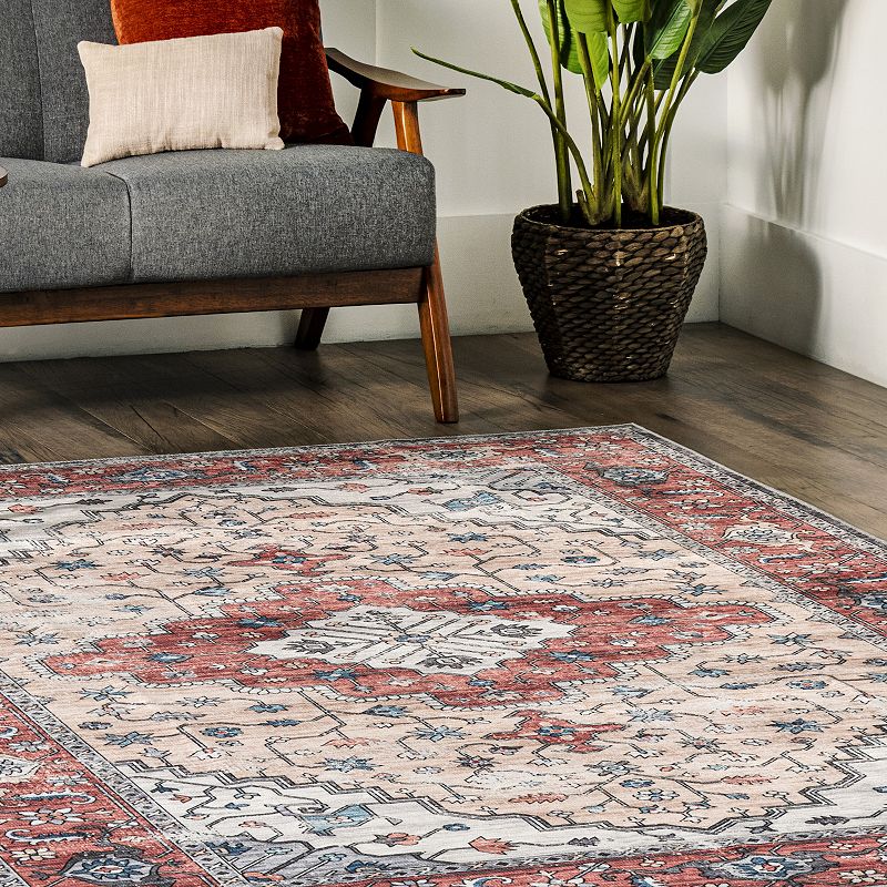 nuLoom Melanie Transitional Medallion Machine Washable Area Rug