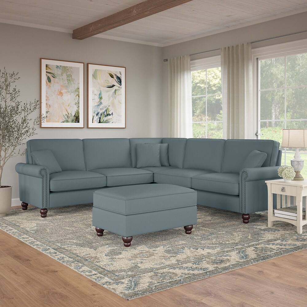 Coventry 99W L Shaped Sectional Couch with Ottoman by Bush Furniture