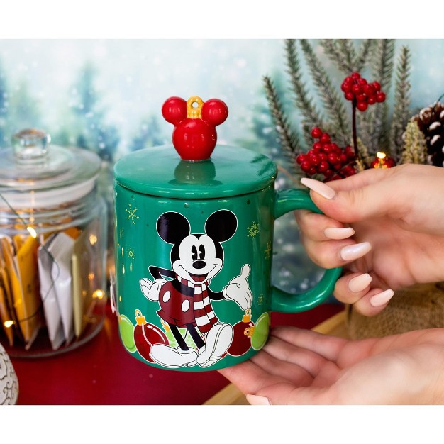 Silver Buffalo Disney Mickey Mouse Holiday Ornaments Ceramic Mug Holds 18 Ounces