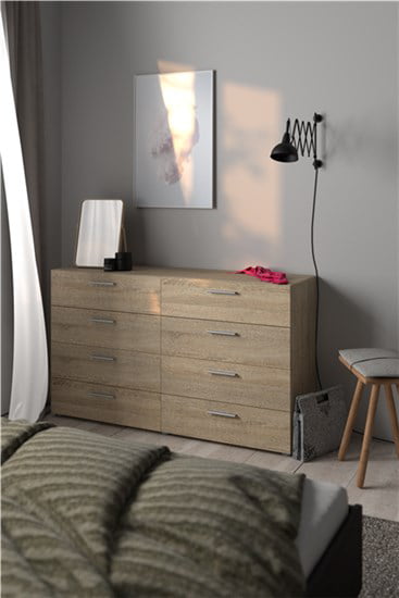 Loft 8 Drawer Double Dresser, Oak Structure