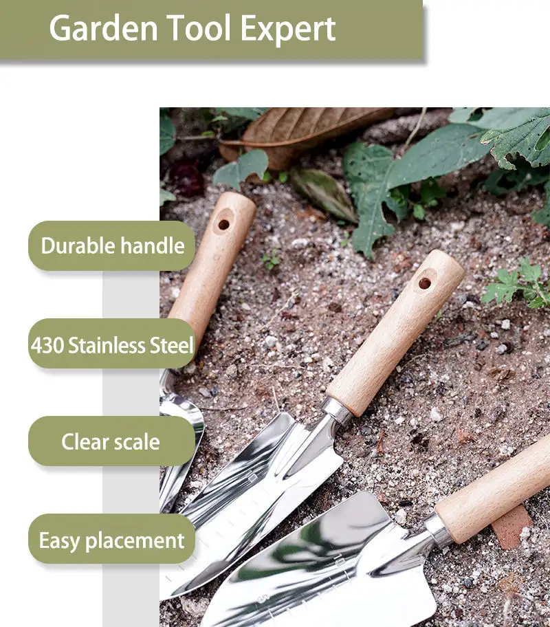 Gardening Tool Set Hand Planting Mini Wood Handle Shovel Spade Trowel Gardening Tools For Flowers Tranplanting