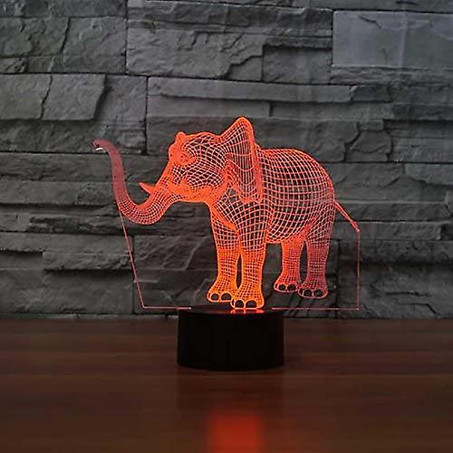 3d Novelty Elephant Night Light Touch Switch 7 Color Change Led Table Desk Lamp Acrylic Flat Abs Base Usb Charger Home Toy Birthday Xmas Kid Children