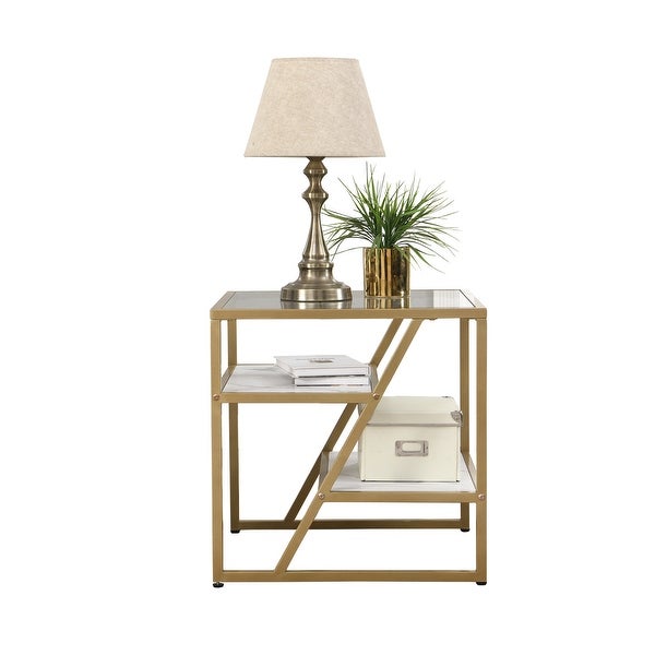 Modern End Table with Storage Shelf