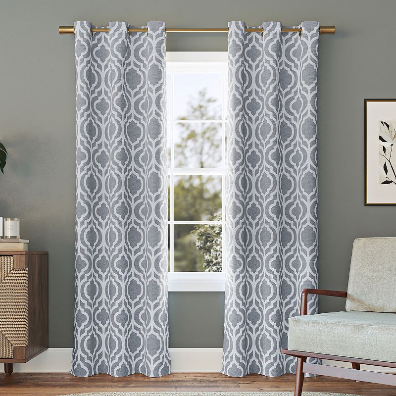 Sun Zero Eldon Trellis Print Blackout Grommet Window Curtain Panel